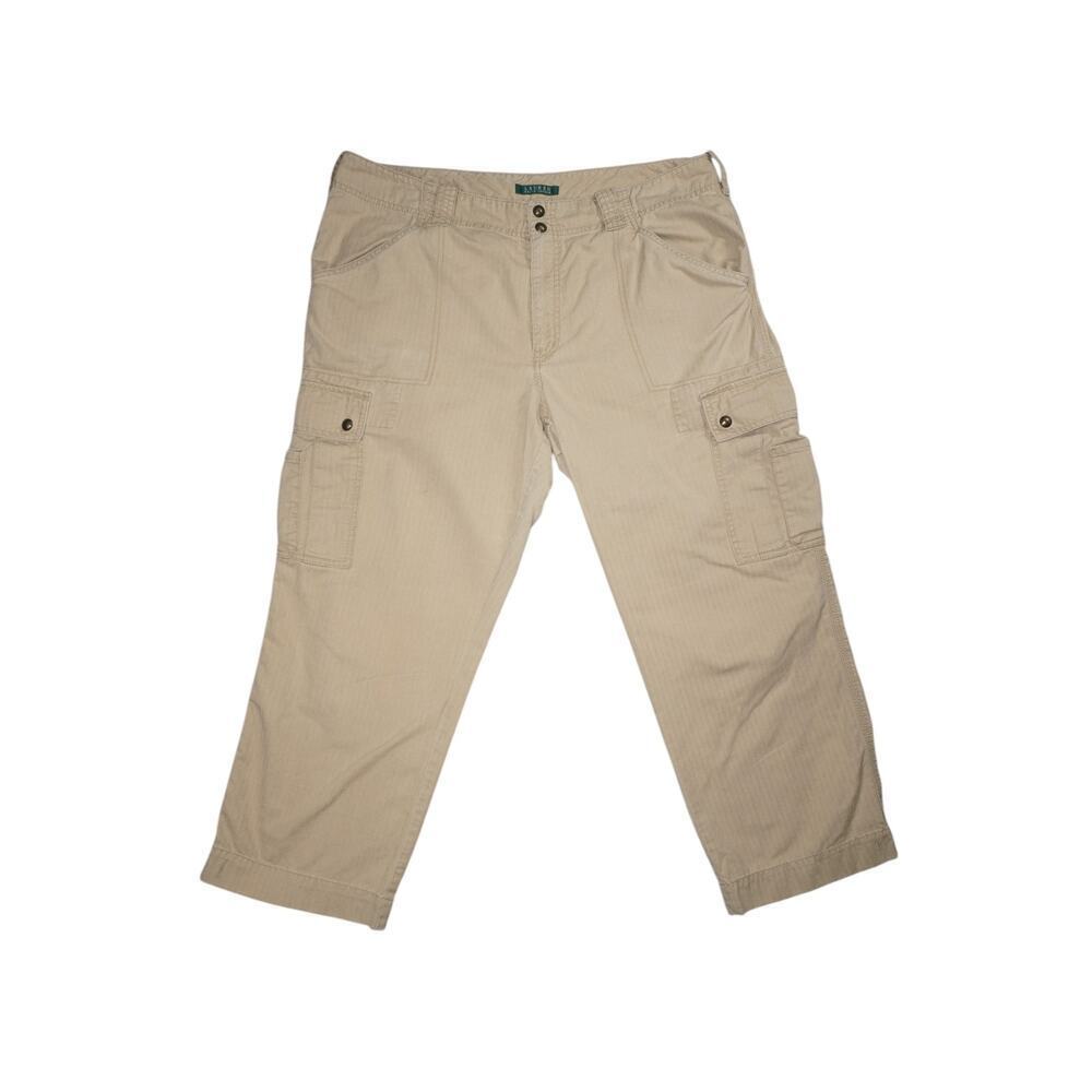 Lauren Ralph Lauren Women’s Khaki Cargo Pants Size 16 | Utility Y2K Streetwear